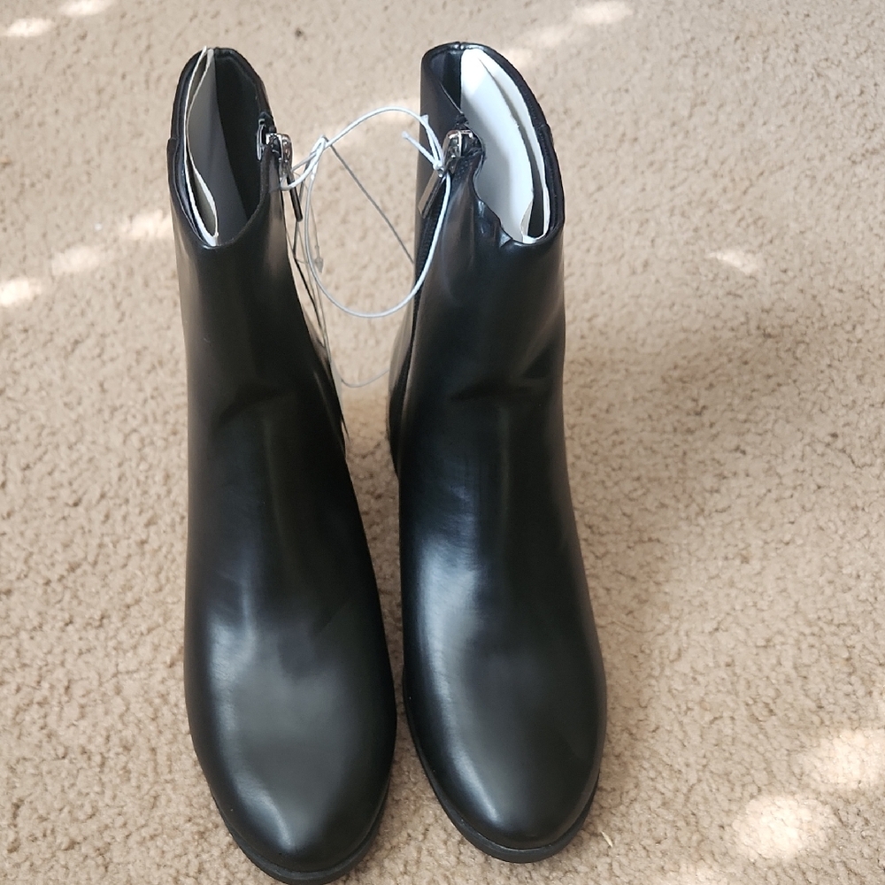 a new day Glossy Black Ankle Booties